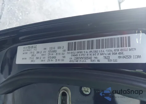 2015 Ram 1500 Laramie from USA, damaged, VIN 1C6RR7NMXFS695402